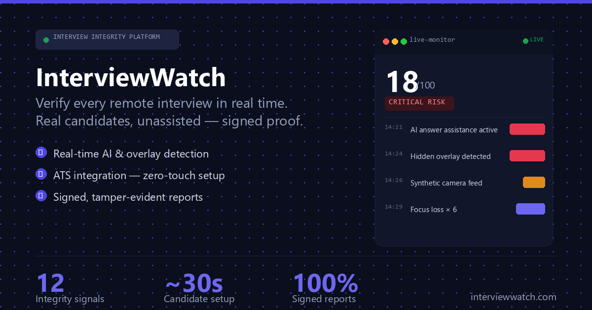 Show HN: InterviewWatch – Detect AI Assistance During Live Technical Interviews